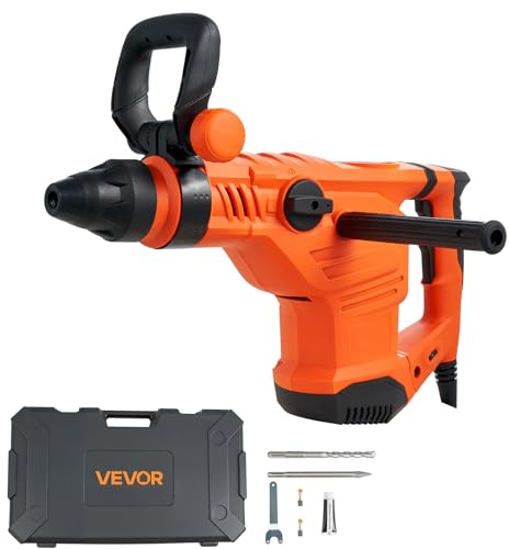 VEVOR 1-3/4 SDS-Max Rotary Hammer Drill, 13Amp Corded Drills, Heavy Duty Chipping Hammers w/Vibration Control & Safety Clutch, Electric Demolition Hammers, Power Tool For Concrete