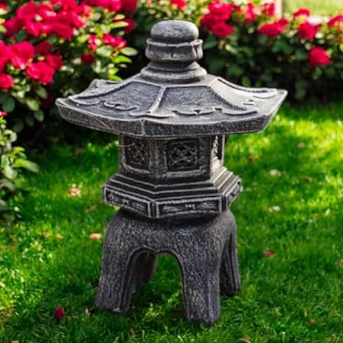 Japanese Pagoda Sculpture Stone Lantern Painted Pagoda Garden Ornament Concrete Statue Pagoda Gift Outdoor Porch Lantern