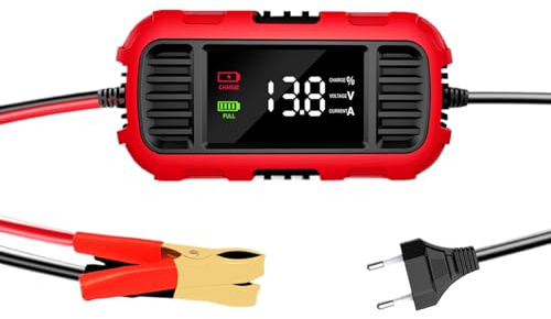 Cargador de batería de motocicleta, cargador de mantenimiento para motocicleta, cargador de coche de 12 V, cargador de mantenimiento, mantenimiento de batería, para coche inteligente, pantalla digital