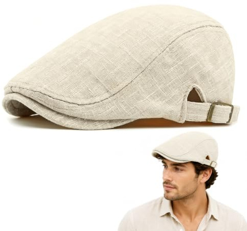 Hpbaggy Casquette Beret Homme,Casquette Plate Homme Gatsby Ivy Chapeau Reglable Flatcap pour Diverses Occasions,Beige
