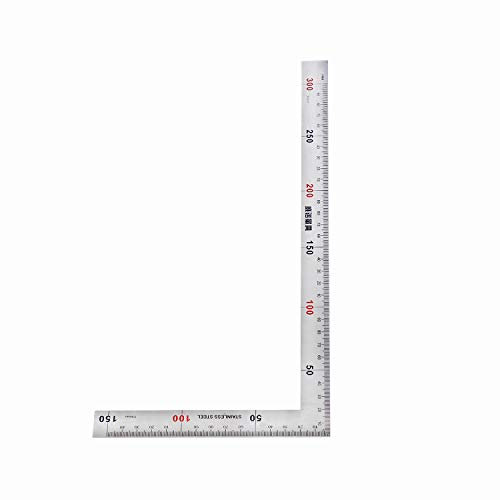 Siumir Inoxydable Règle Carrée en Forme de L de 90 Degrés Règle Double Face Métal Règle 150 x 300 mm