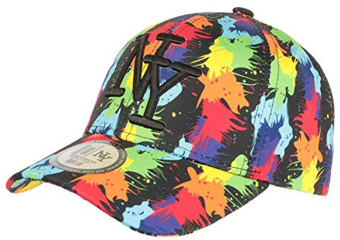 Hip Hop Honour NY Cap schwarz rot Patchwork Pop Art Baseball Arlyq – Unisex Gr. Einheitsgröße, Schwarz