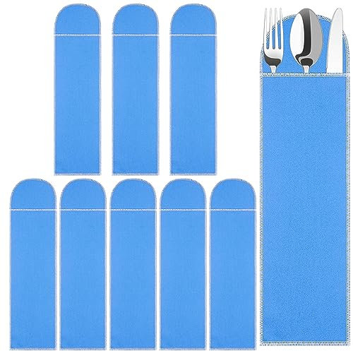 Weewooday Silberne Aufbewahrungstaschen, Anlaufschutz, Besteckhüllen, Blau, Besteck-Aufbewahrungsbox, Schutzbeutel, Beweis, Stoff, Besteck-Organizer für Küche, Teelöffel, Besteck, Utensilien (8 Stück)