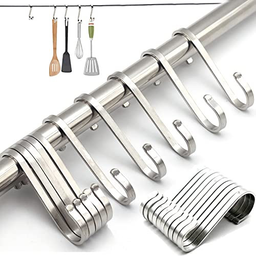 Panlom Lot de 10/20 crochets de suspension en forme de S en acier inoxydable avec finition polie 19 x 25 mm pour ustensiles de cuisine, poêles, bouchers (10)