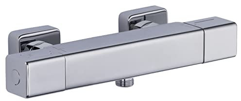 Miscelatore doccia termostatico CUARTO | corpo freddo | design quadrato | installazione a parete | uscita per doccetta M1/2 | finitura cromata lucida | EUROSANIT