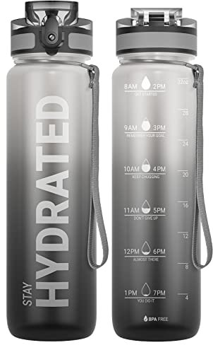 Sahara Sailor Bouteille d'eau de motivation, 500 ml/750 ml/1000 ml, bouteille d'eau de motivation avec couvercle de verrouillage et temps de boisson, anti-fuite, sans BPA, pour salle de sport, école,