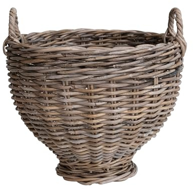 Creative Co-Op Round Woven Rattan Footed Basket Storage, Natural