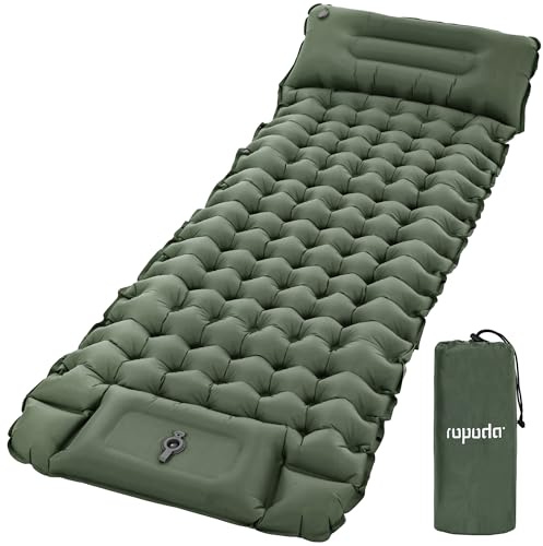 ROPODA Colchón de Camping, Ultraligero con Almohada, Bomba de pie integrada, colchón autoinflable con Bolsa de Transporte, 77 x 27 x 3.9 Pulgadas (Gris)