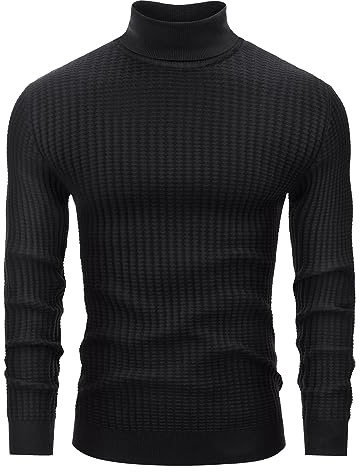 Lion Nardo Men's Turtleneck Sweater Slim Fit Turtle Neck Sweater for Men Long Sleeve Pullover Sweater Thermal Sweater Black