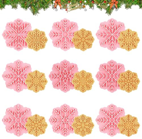 TOPJOWGA Formine per Biscotti Natalizi, 9 Pezzi Stampo per Biscotti Natalizi Plastica, Stampi per Biscotti 3D, Tagliabiscotti Natale Formine Biscotti Natale per Decorare Torta, Biscotto, Dolci