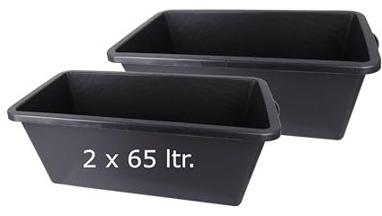Vaschetta per malta 65 l Profi-Line | Contenitore per malta 65 litri | in robusta plastica flessibile | 30,5 x 80 x 40 cm | Made in Germany (2 x 65 ltr.)