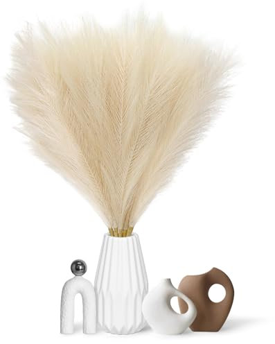 PCKOBEVER 5 Pcs Natural Dried Artificial Pampas Grass, 31.5''/80cm Tall Fluffy Faux Decor, Bouquet Flora Feathers For Home Vases,Office,Wedding,Party Decoration