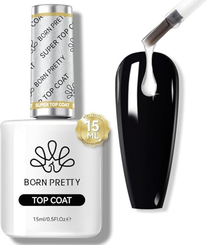 Born Pretty No Wipe Super Top Coat Gel U V 15ML - Clear U V Nagellack Shiny Lang Anhaltendes Überlack Soak-Off U V/LED Nagellack Gel Geschenk für Nagelstudio DIY Home