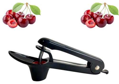 AIBAOBAO Snocciolatore Ciliegie e Olive con Asta in Acciaio Inox, Cherry Pitter Tools, Per Una Rapida Rimozione Dei Torsoli Di Frutta, Utensile per Marmellata di Ciliegie (Nero)