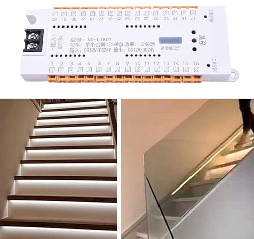 Stair Light Motion Sensor, 32-channel Stair LED Sensor, Automatic Stairway Ladder Controller, Dimming Light Stairway Ladder Sensor