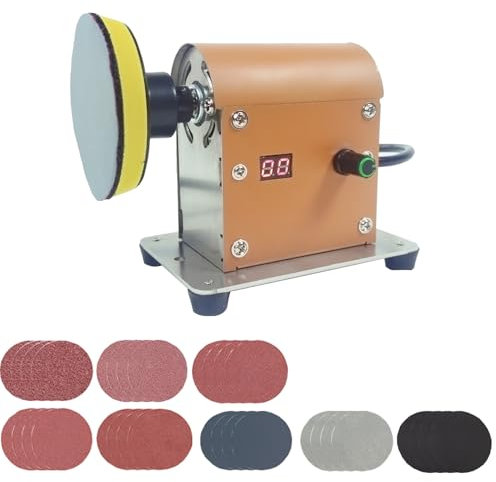 Elektrische Harz Poliermaschine, justierbare Geschwindigkeit&Low Noise Harz Schleifen und Polieren Kit mit 32 PCS Schleifpapier Blätter für Holz, Juwel, Kunststoff und Metall Polieren, DIY Handwerk