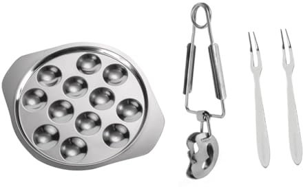 Cabilock 1juego Plato Inoxidable Para Caracoles y Tenedores Para Restaurantes y Buffet De Juego