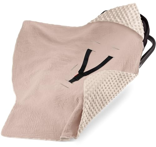 bearmoss Couverture Enveloppante Bébé 90 x 90cm Chanceliere Enveloppante Bébé Poussette ou Siege Auto Cosy Lavable nid d Ange pour Naissance Enfant (Couleur Sable)