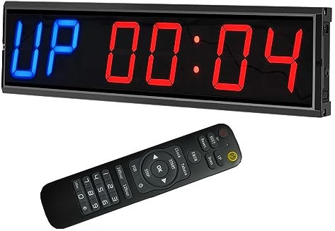 Temporizador de gimnasio, Temporizador de gimnasio de 4 , reloj de pared de entrenamiento de intervalo LED grande con cronómetro Digital de cuenta atrás/arriba for gimnasio, garaje, entrenamiento de