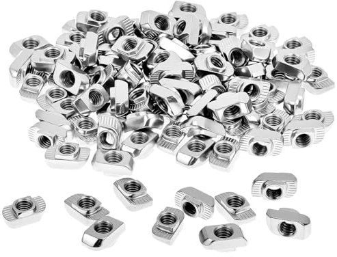 QWORK® 100 pezzi dadi a testa martello, dadi con scanalatura a T M6 per profili in alluminio da 30 mm