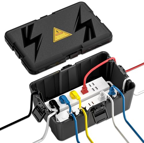 iwillink Caja eléctrica grande para exteriores (12.6 x 8.6 x 5.1 pulgadas), cubierta de cable de extensión impermeable IP54, resistente a la intemperie con entrada de 8 sellos de cable, regleta de
