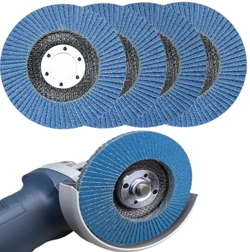Disques à lamelles Disques pour meuleuse d'angle Disques abrasifs 115 mm Lot de 4 disques abrasifs 40/60/80/120 grains pour meuleuse d'angle pour poncer et meuler le métal et le bois
