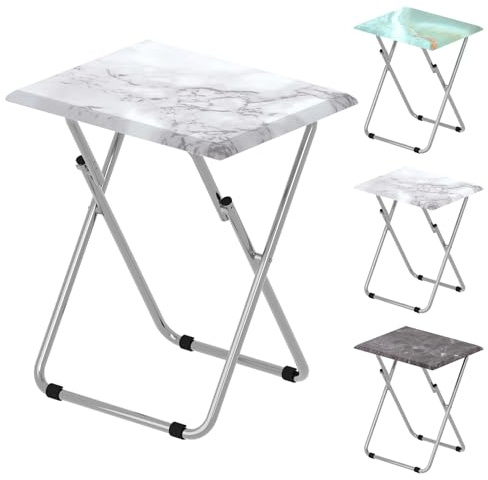 Garden 4 you Small Folding Table, Side Folding Coffee Table, TV Snack Tray Tables, Sofa Laptop Desk, Outdoor Camping Tables, EndTable, SofaTable, SideTable for Small Space, 47 x 37 x 65 CM (White)