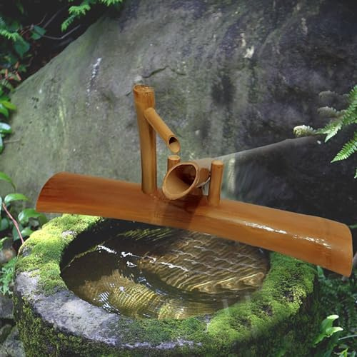 Fontana in bambù ad energia solare per esterni, fontana Zen per giardino, stagno, patio e decorazione da scrivania