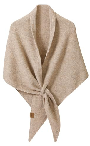 wocharm Women's Pashmina Shawl Wraps, Soft Open Front Poncho Sweater, Knitted Shawls Wool Cashmere Shoulder Top Sweater Shawls Triangle Scarf (Khaki)