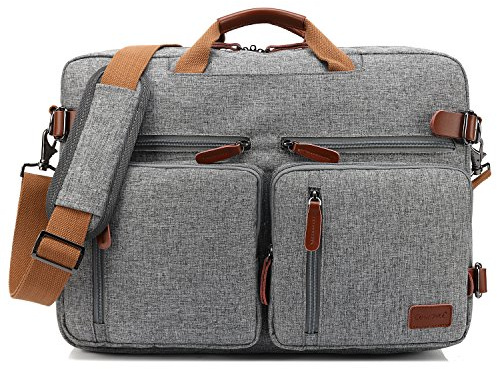 CoolBELL Convertible Backpack Messenger Shoulder bag Laptop Case Handbag Business Briefcase Multi-functional Travel Rucksack Fits 15.6 Inch Laptop For Men/Women (Grey)