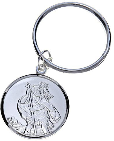 Alexander Castle Porte-Clés Saint Christophe en Argent Sterling 925 pour Homme - St Christophe Porte-Clés Réversible pour Voiture avec Coffret Cadeau Bijoux