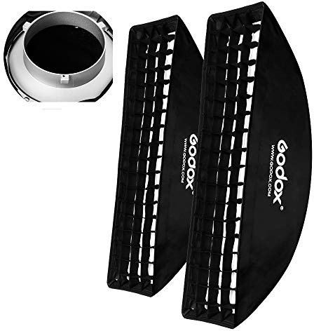 Godox Lichtleiste mit Wabengitter für Softbox Bowens-Halterung, kompatibel mit Godox S-Type Studioblitzleuchten (2pcs FW22x90cm)