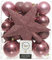 Weihnachtskugeln mit Christbaumspitze Stern Kunststoff 33er Set bruchsicher Altrosa samtpink