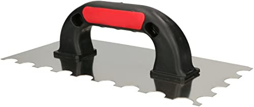 KOTARBAU® Llana dentada de acero inoxidable, 270 mm, Dientes redondos, semicirculares, Paleta de alisado con mango de plástico, Peine de diente para colocación de baldosas, Espátula Dentada