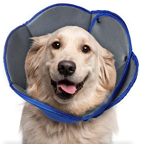 Halskrause für Hund, Halskrause Katze, Schutzkragen Hund, Atmungsaktiver Hundehalskragen FüR Kleine, Mittlere Und GroßE Hunde, Verstellbarer Hunde-Erholungskragen Nach Der Operation, Leichte E-Kragen