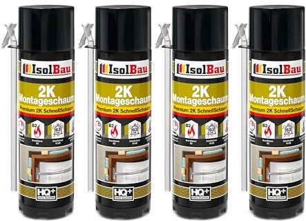 Isolbau 2K Montageschaum B2 Zargenschaum - Premium PU-Schnellschaum für Türen, Fenster, Dämmung & Montage - 4 x 400 ml