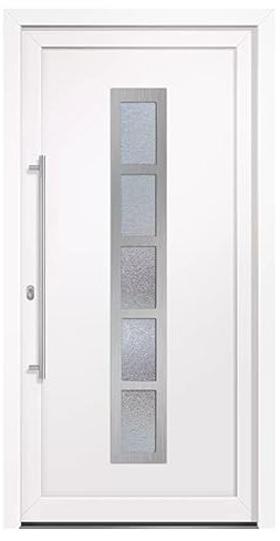 HORI® Haustür Eingangstür Komplettset – Robuste Hauseingangstür mit moderner Optik, hoher Wärmedämmung & Sicherheit, I Farbe: weiß I DIN links I Modell: Frame I 210 x 100 cm