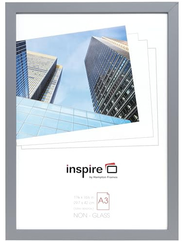 Hampton Frames ZURICH ZURA3GRY-PK1 Cadre photo en acrylique (sans verre) Gris A3 (30 x 42 cm)
