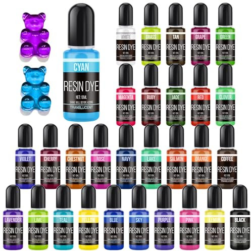 Epoxidharz Farbe - 30 Farben Flüssiges Epoxid Harz Pigment Farbstoff für Kunstharz, Kunsthandwerk - Konzentrierte Harzfarben für DIY Schmuckherstellung, Harz Gießen, Epoxy Resin Kunst- je 10ml