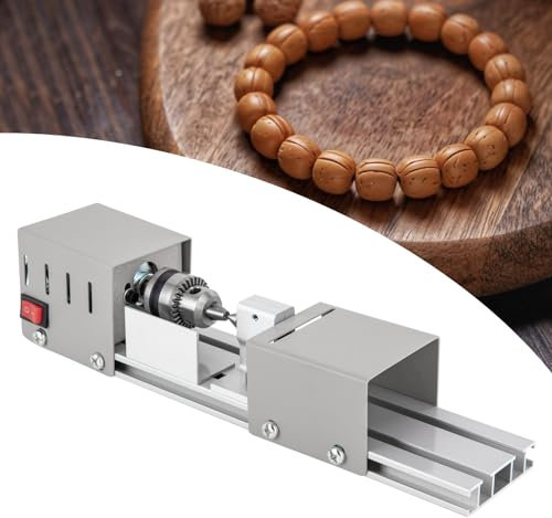 ACROSSPART Torno de metal de mesa, para trabajos de madera, mini lathe bead polisher machine torno, pulidor de perlas de Buda