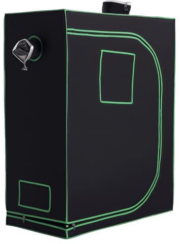 Outsunny 600D Oxford Tente hydroponique avec 3 Prises d'air réglables et fenêtre, Serre hydroponique d'intérieur avec Trou pour câble, 120x60x150 cm, Noir