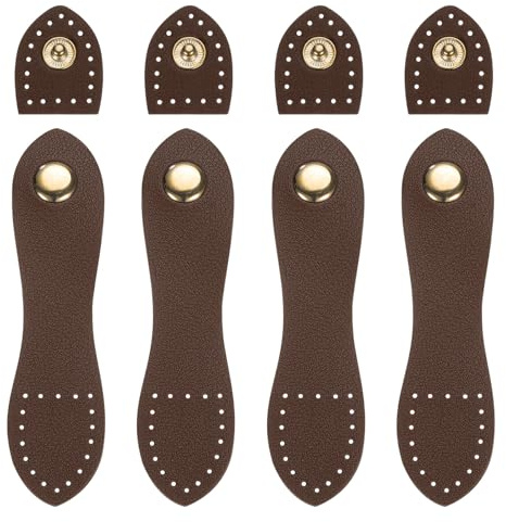 QUARKZMAN 4 Set Fibbie a Scatto in Pelle Marrone Scuro Cucire per Chiusure a Linguetta in Pelle per Portafogli Borse Fai Da Te per Forniture Realizzazione Custodie Cellulari Giacche Quaderni