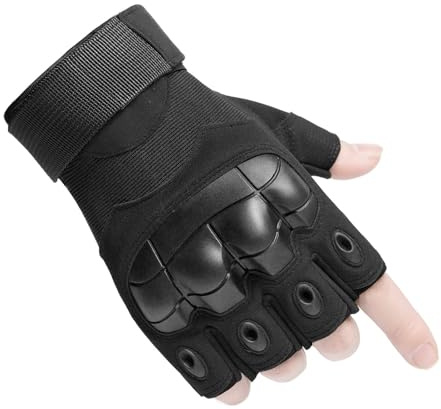 HUNTVP Gants Demi-Doigt Hommes Femmes Sport de Plein air pour Cyclisme, Randonné ((Noir, L))