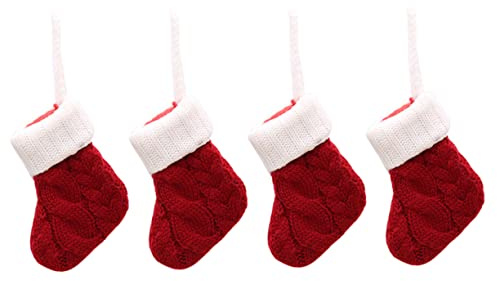 Homoyoyo 4pcs Christmas Cutlery Holders - Festive Knitted Stockings for Forks & Spoons - Holiday Table Decor