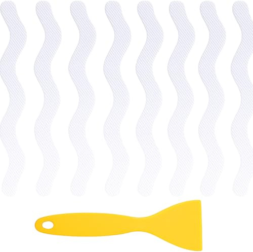 Vayfoni 36PCS Anti Slip Bath Stickers - S-Shaped Non Slip Shower Stickers with Scraper - PEVA Adhesive Strips for Bathtub Stairs Bathroom Slippery Surfaces (Transparent)