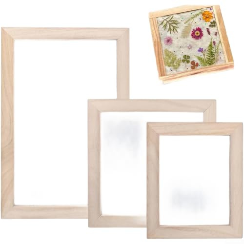 Juego de 3 marcos de madera para hacer papel, diseñado para manualidades de papel hecho a mano y proyectos de arte en papel