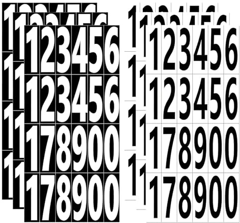 6 Pièces Chiffres Autocollants 7,6 cm - Numéros Adhésifs Réfléchissants en Vinyle Imperméable pour Boîte aux Lettres, Porte, Poubelle et Panneau - Blanc et Noir