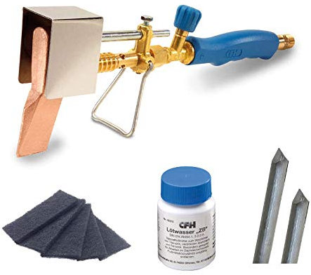 CFH Set de fer en cuivre avec tige en étain et tôle de zinc et non-tissé de nettoyage