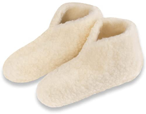 Formalind® Bettschuhe aus Schafwolle - Kuschelige Wärmeschuhe für kalte Füße - Wollhausschuhe ohne Sohle