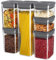 MR.SIGA 6 Piece Airtight Food Storage Container Set, BPA Free Kitchen Pantry Organization Canisters, One-handed Kitchen Storage Containers for Cereal, Spaghetti, Pasta, Gray